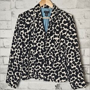 Retro Polka Dot Black & White Button-Up Blazer | Chapter One | Size 10